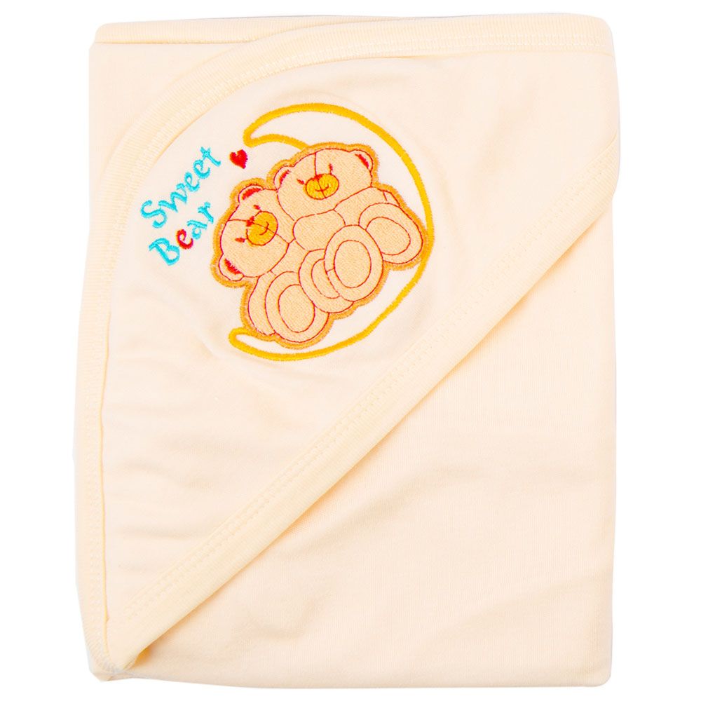 Night Angel - Sweet Bear Baby Hooded Blanket - Cream