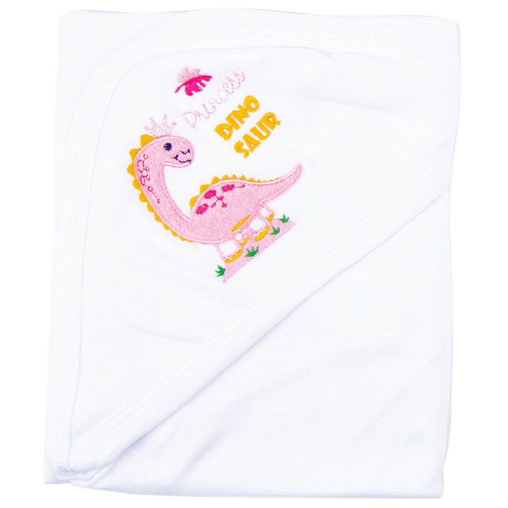 Night Angel - Princess Dinosaur Baby Hooded Blanket - White