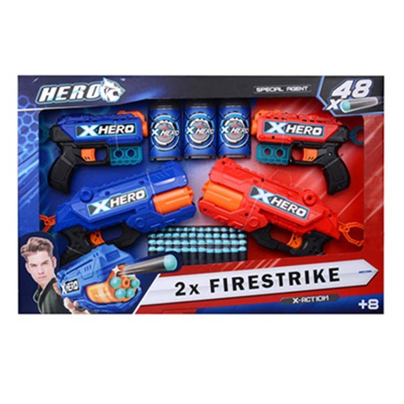 Hero - Kids Gun Shooting Game Toys 4 X Blaster - Red & Blue