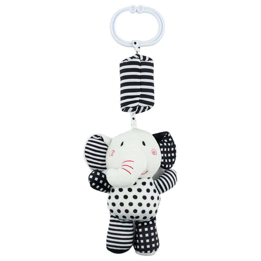 Little Angel - Baby Toys Hanging Rattle Soft Toy - Elephant - Black