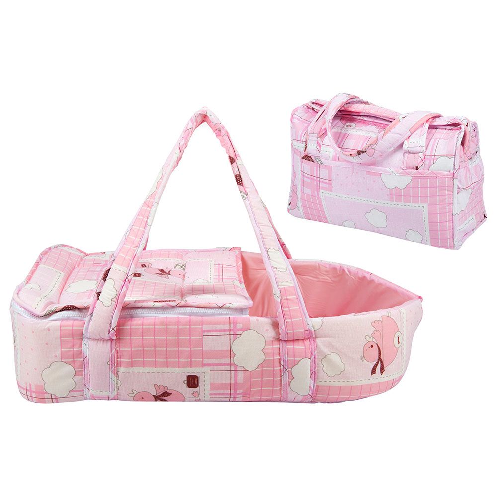 Little Angel - Carry Cot w/ Diaper Bag - Pink