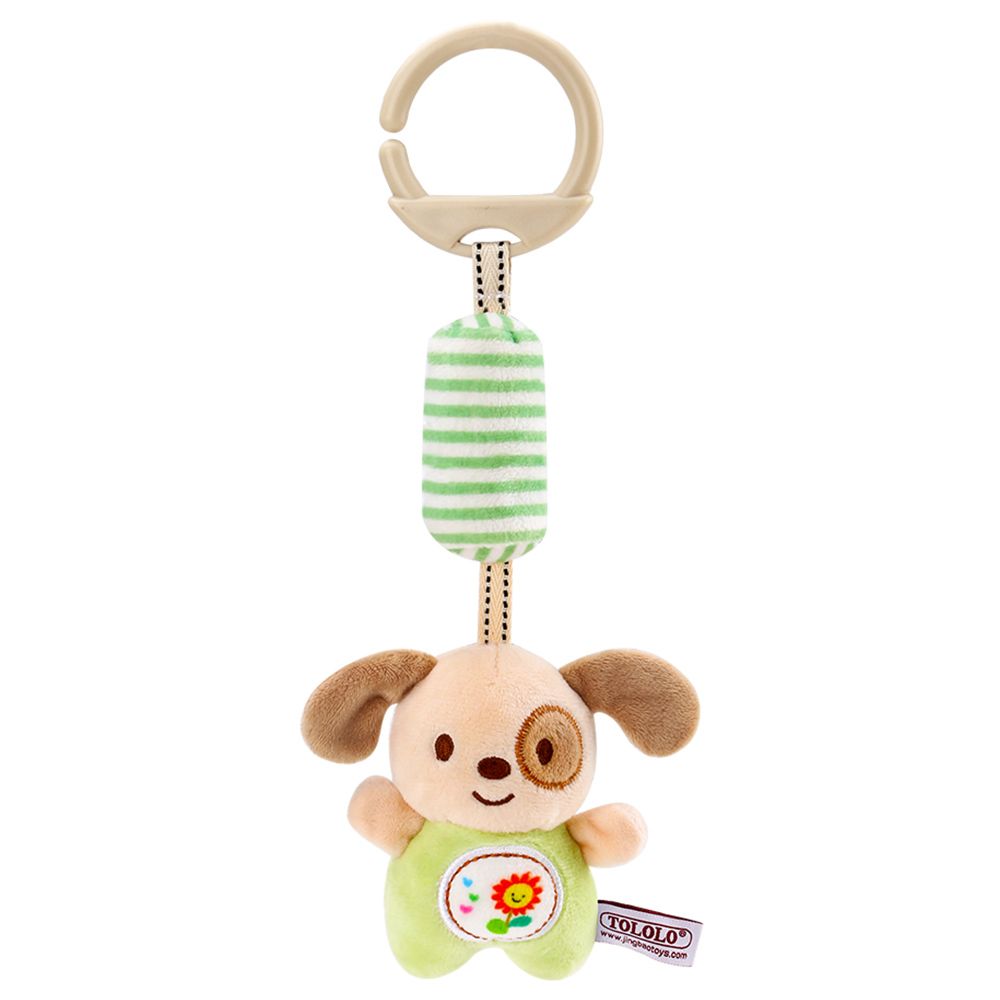 Little Angel - Baby Toys Hanging Rattle Soft Toy - Dog - Green