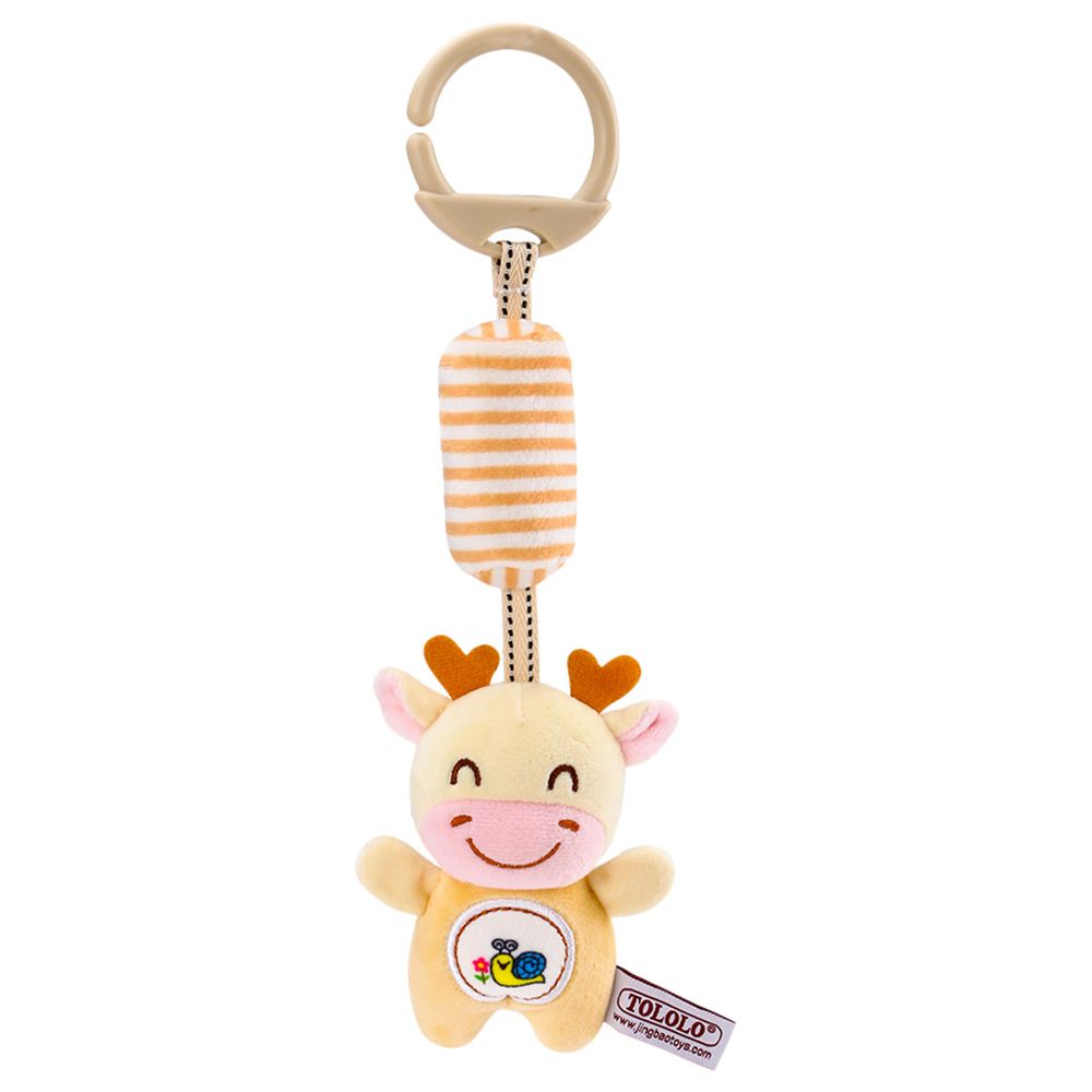 Little Angel - Baby Toys Hanging Rattle Soft Toy - Cow - Beige