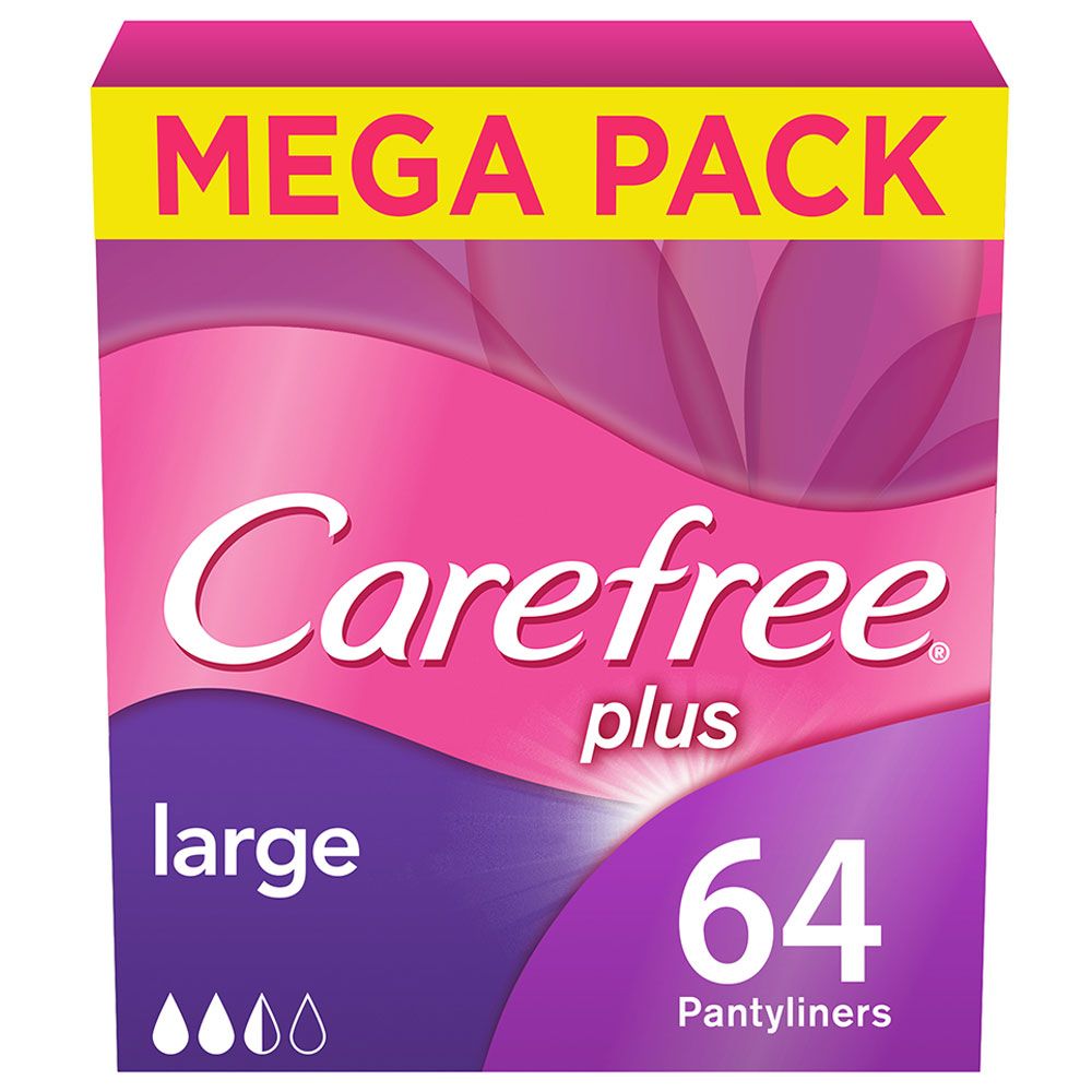 Carefree Panty Liners, Plus Large, Light Scent, Pack of 64