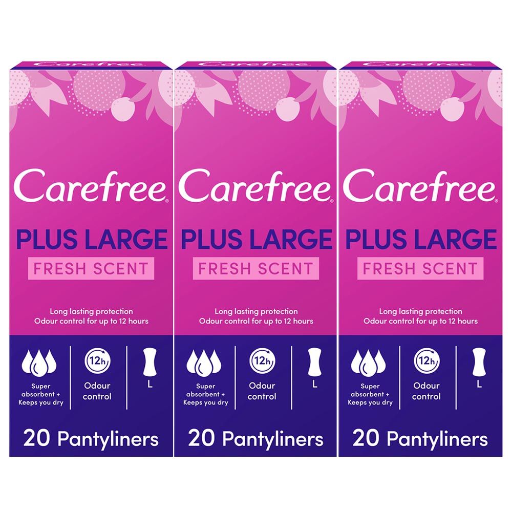 Carefree - Pack of 3 Plus Large Fresh Scent Pantyliners 20's