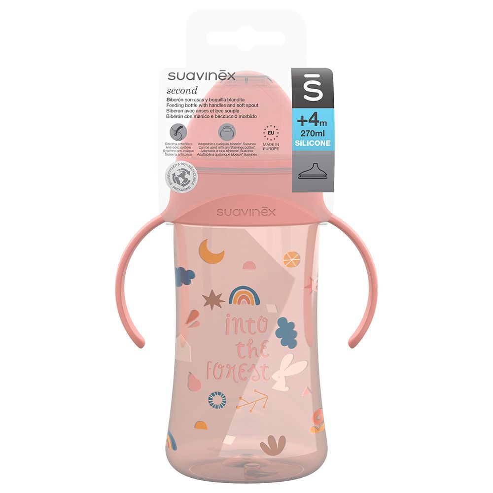 Suavinex - Non Spill Spout Bottle With Handles - 270 ml - Pink