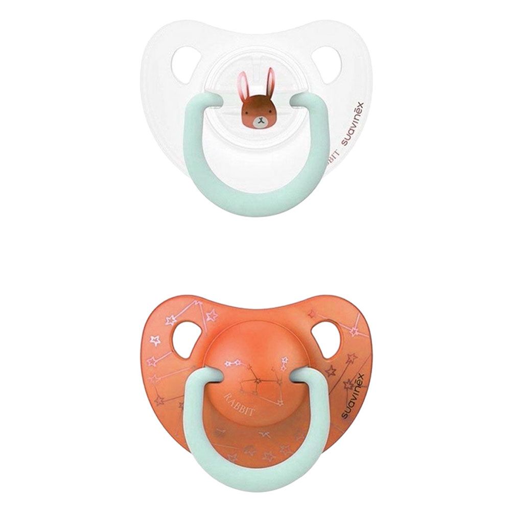 Suavinex - Silicone Night Soother - Pack of 2 - 6-18M - Bunny