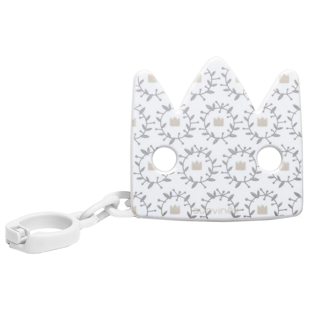 Suavinex - Soother Clip Crowns Swan L1 - White