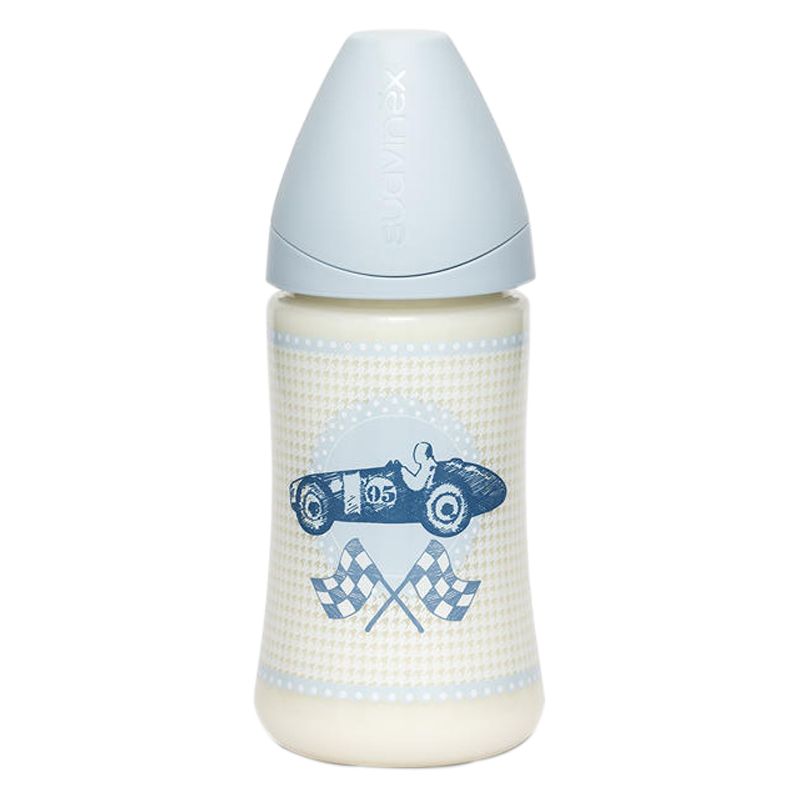 Suavinex - Anatomic Sausage One Car Baby Bottle 270ml - Blue