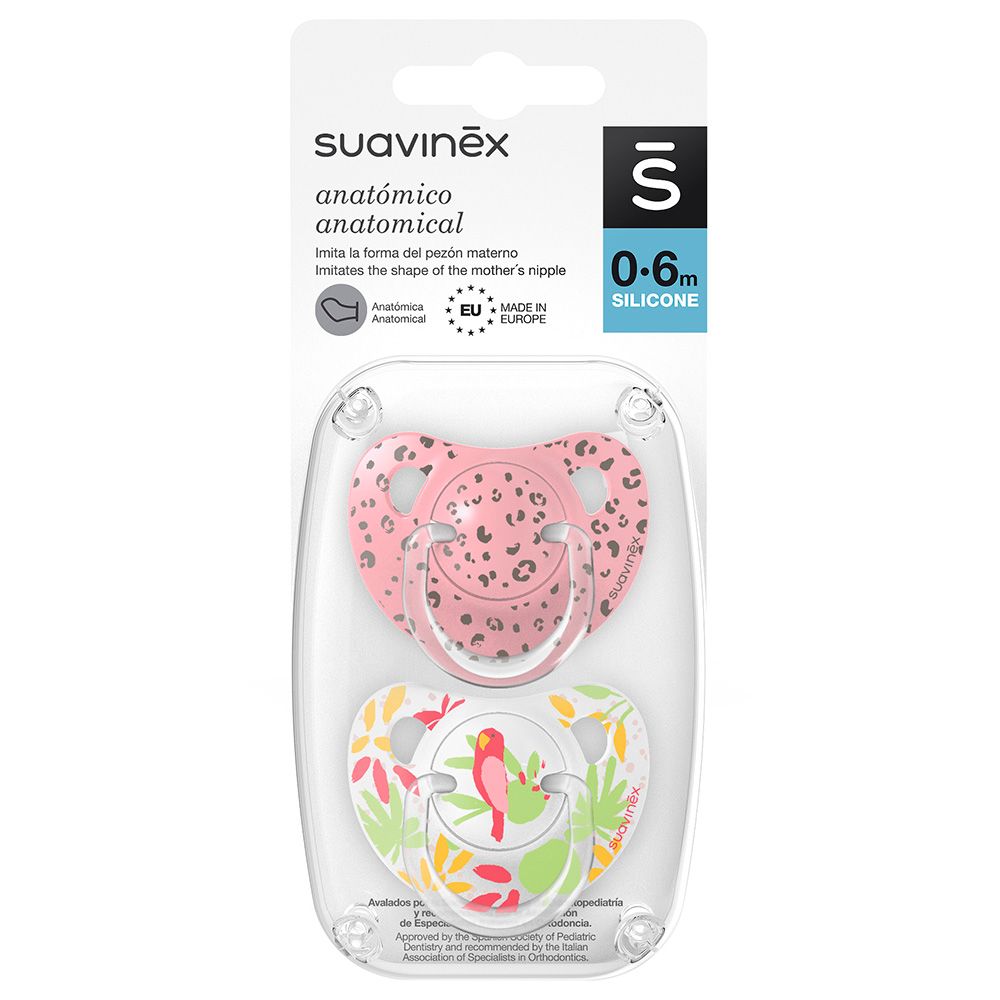 Suavinex - Jungle Anatomical Soother - Pack of 2 - 0-6M - Pink