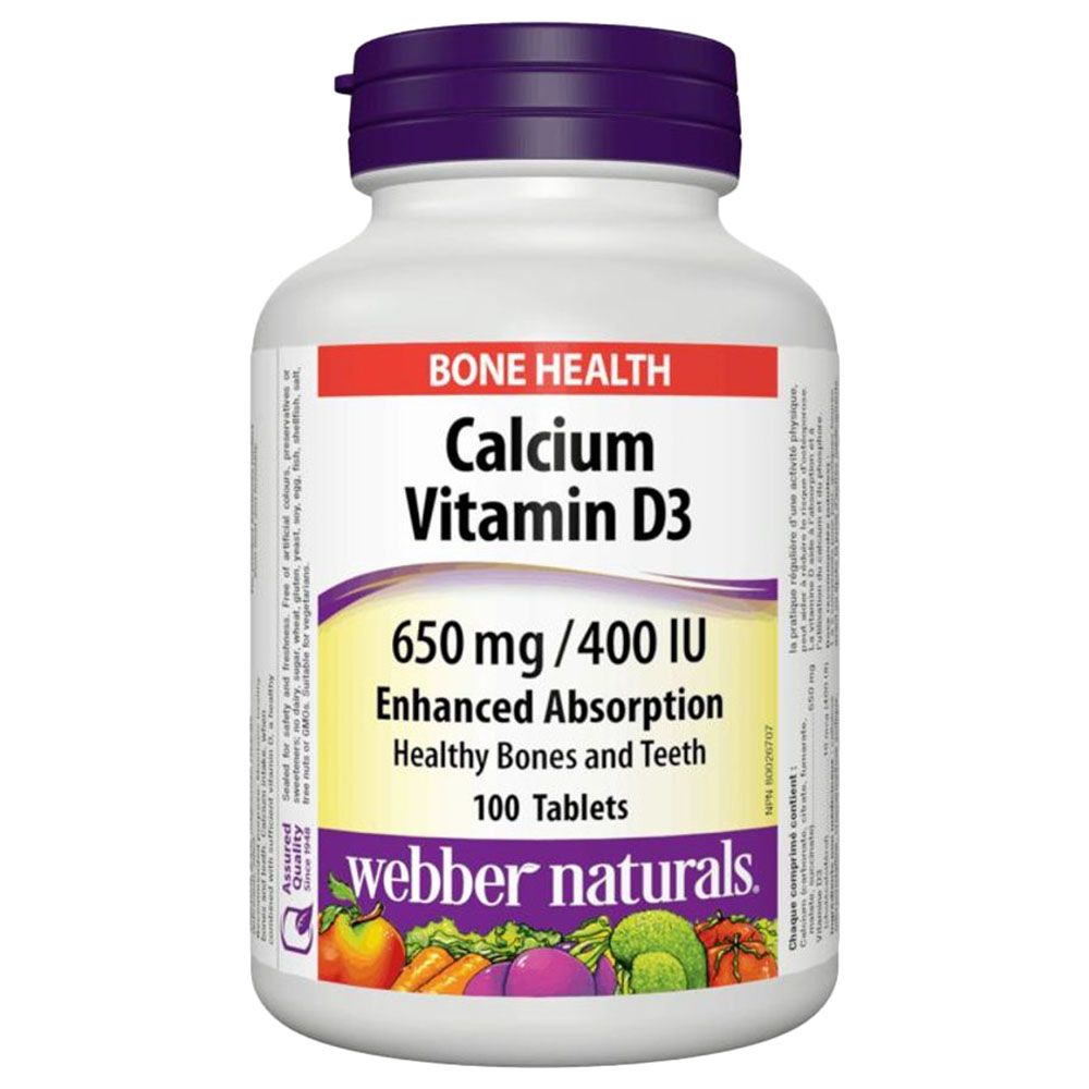 Webber Naturals - Calcium Vitamin D3 650mg/400 IU Tablets - 100pcs