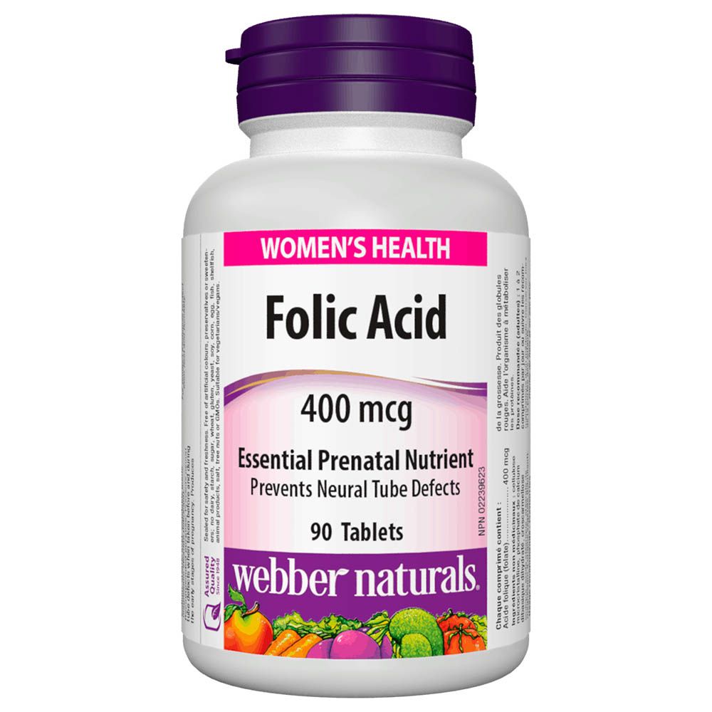 Webber Naturals - Folic Acid 400mcg Tablets - 90pcs