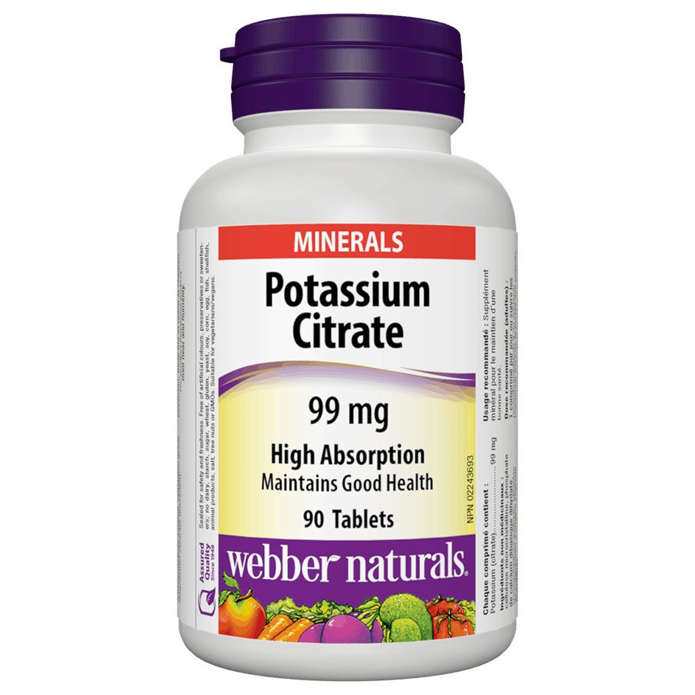 Webber Naturals - Potassium Citrate 99 mg Tablets - 90pcs