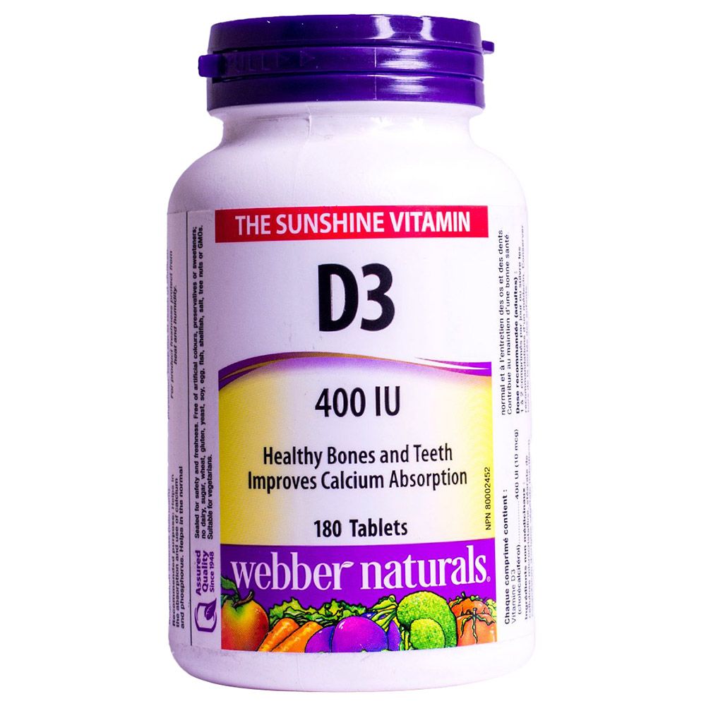 Webber Naturals - Vitamin D3 400IU Tablets - 180pcs