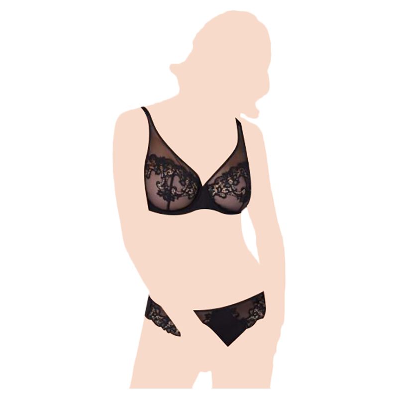 Klynn-Simone Perele - Full Cup Plunge Bra - Jet Black