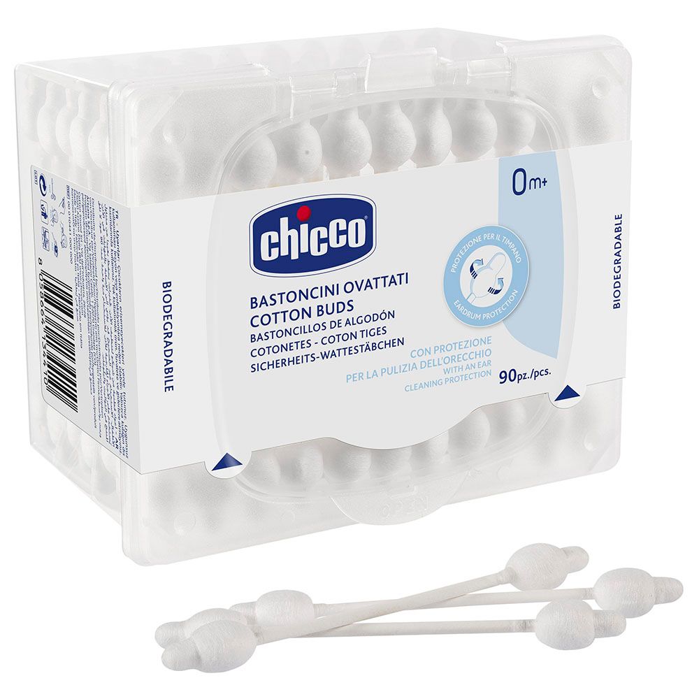 Chicco - Cotton Buds Safe Hygiene With Ear Protection 90 Pcs