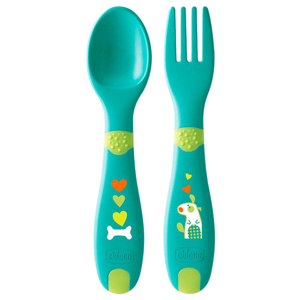 Chicco - First Cutlery 12m+ - Green