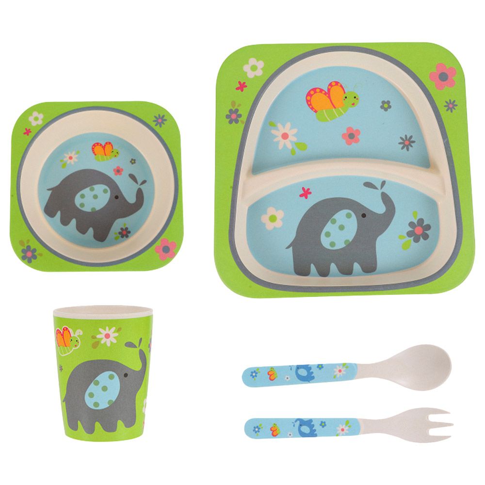 Brain Giggles - Bamboo Dinnerware Set - 5Pc-Set - Elephant Tableware