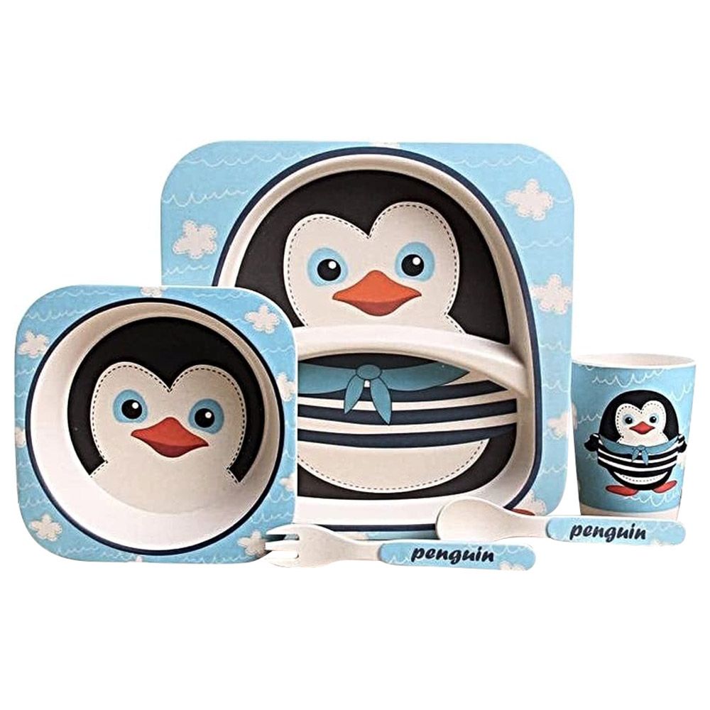 Brain Giggles - Bamboo Dinnerware Set - 5Pc-Set - Penguin Tableware