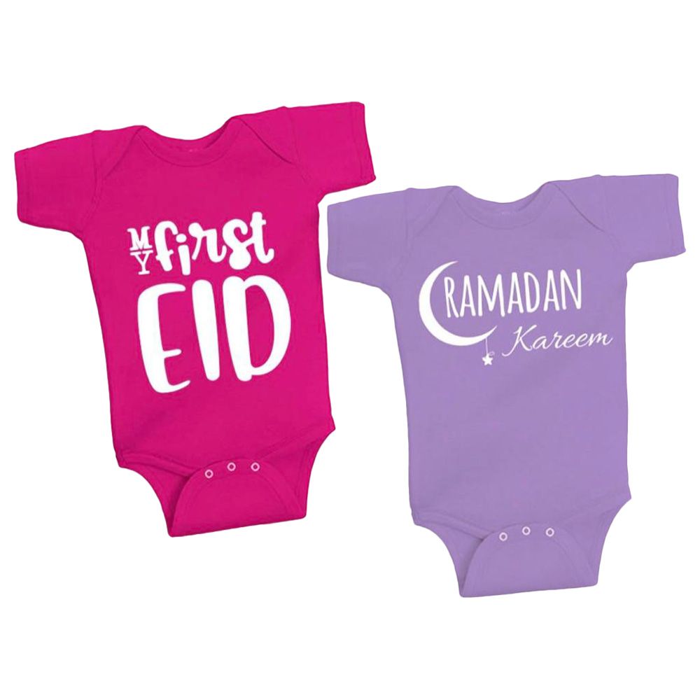 Brain Giggles - My First EID Baby Onesie - Pink & Purple