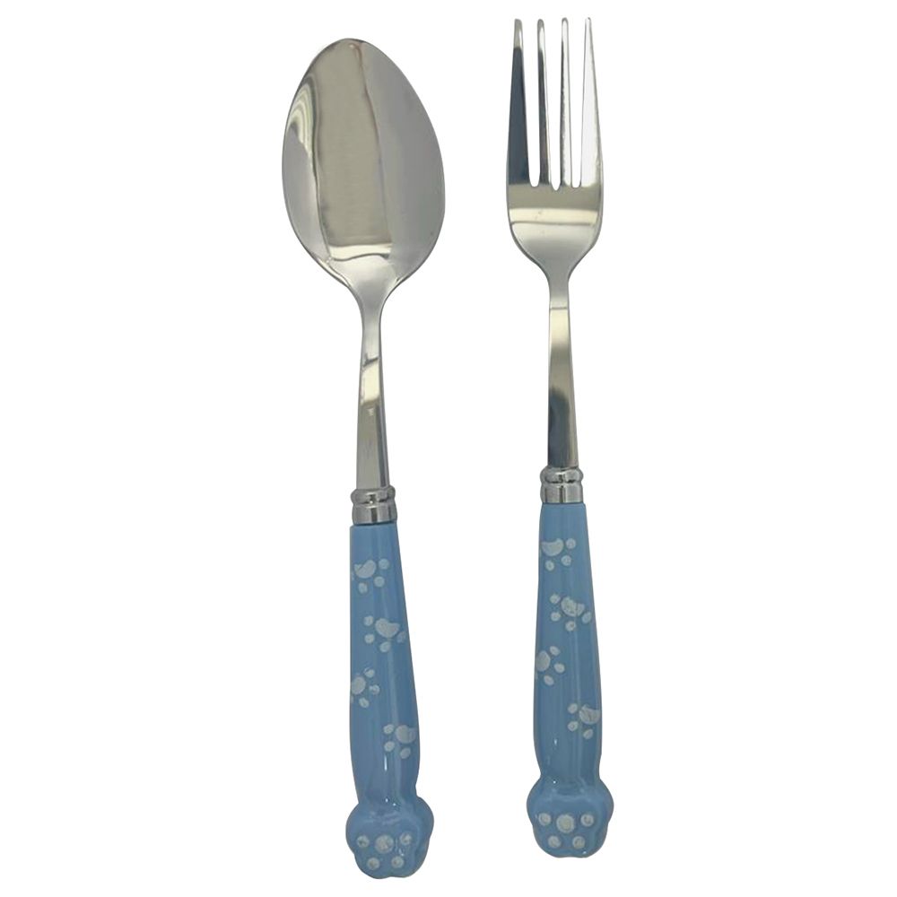 Brain Giggles - Stainless Steel Paw Cutlery Set With Case - Blue