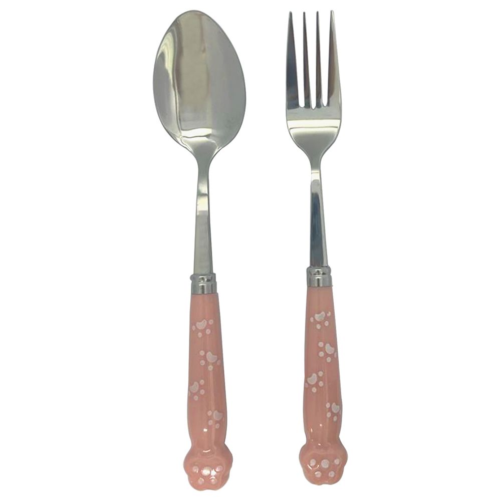 Brain Giggles - Stainless Steel Paw Cutlery Set With Case - Pink