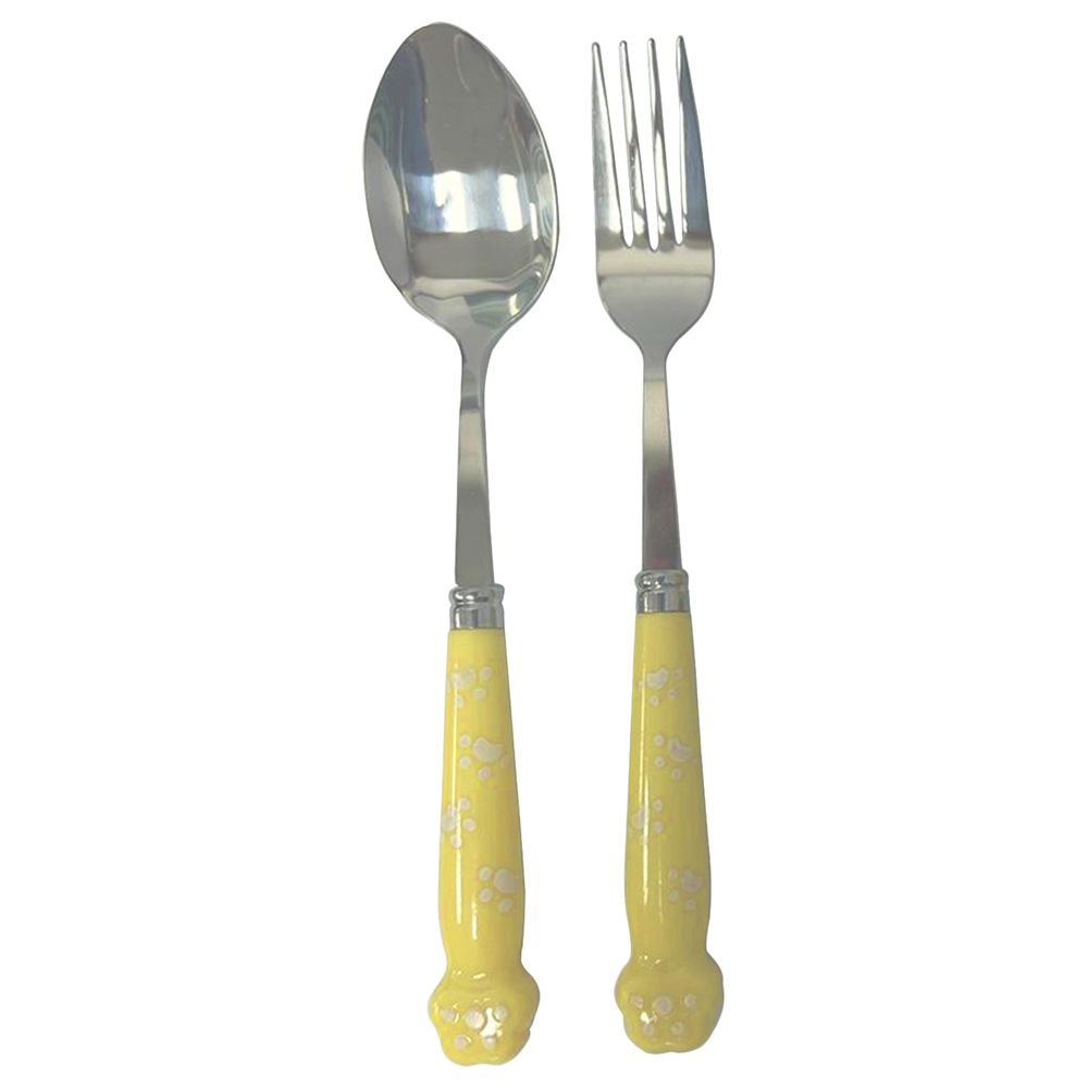 Brain Giggles - Stainless Steel Paw Cutlery Set With Case - Yellow