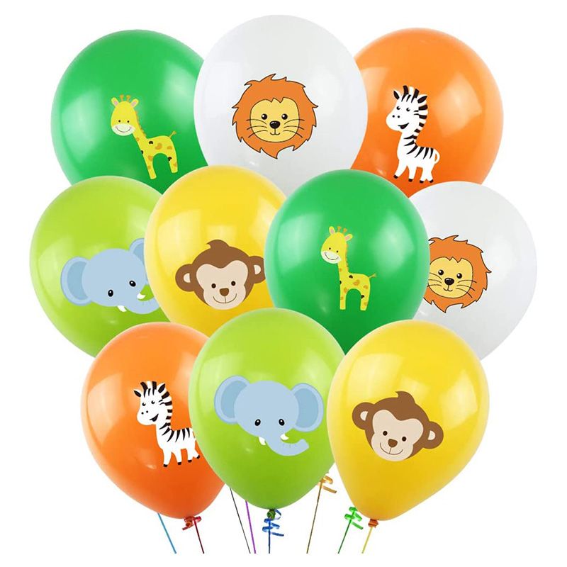 Brain Giggles - Jungle Animal Balloons w/ Balloon Ribbon - 10pcs