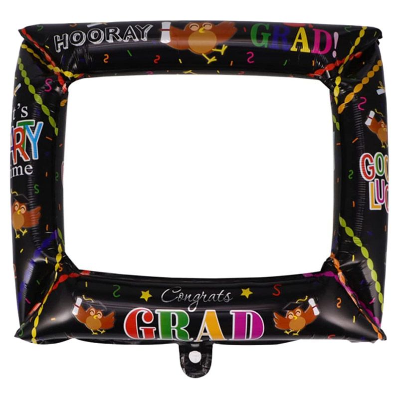 Brain Giggles - Graduation Photo Frame Foil Balloon - Black