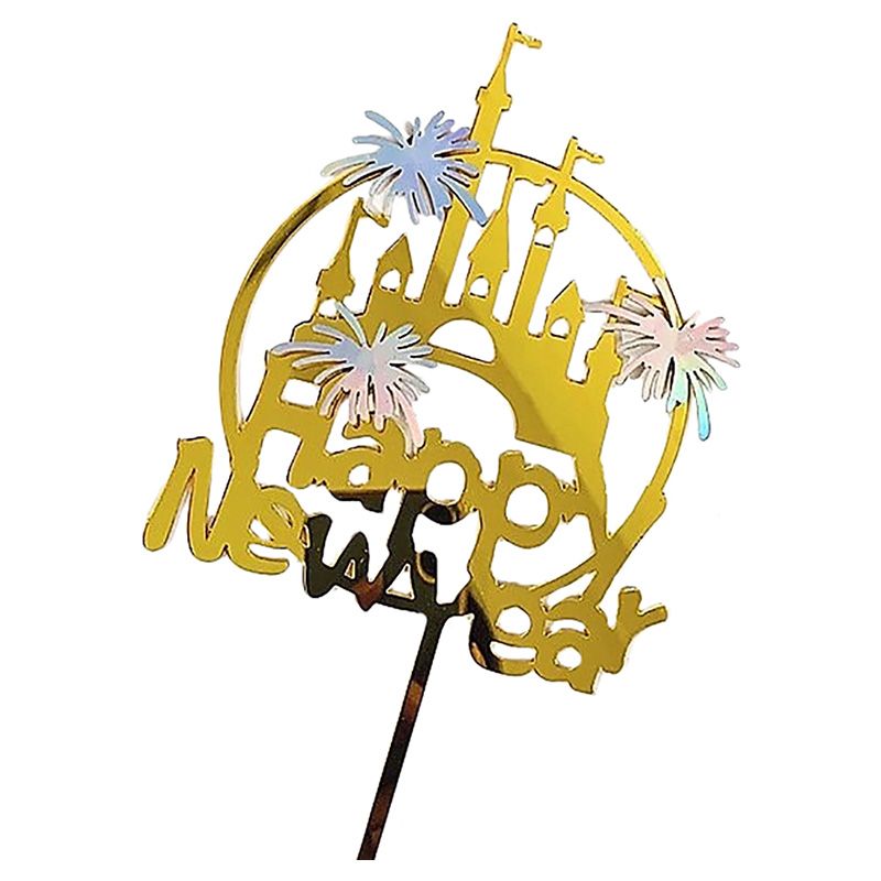 Brain Giggles - Happy New Year Cake Topper - Gold