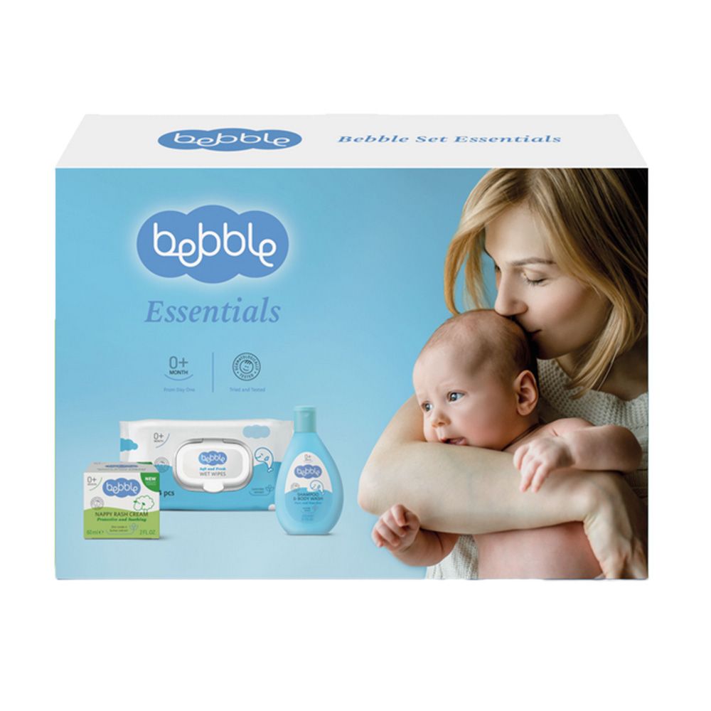 Bebble - Triple Set: Nappy Rash Cream + Shampoo & Body Wash 200ml + Wet Wipes