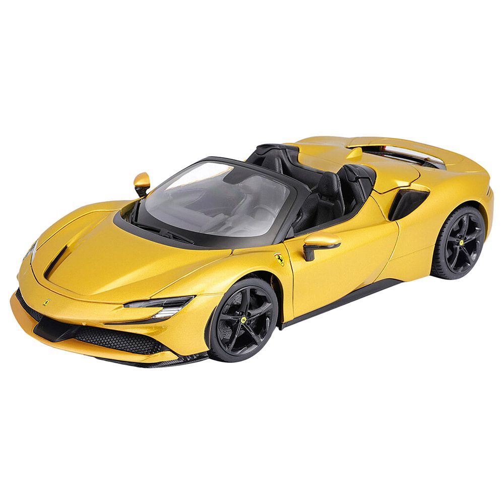 Bburago - 1/18 Ferrari Race & Play SF90 Spider Diecast Toy Car - Yellow