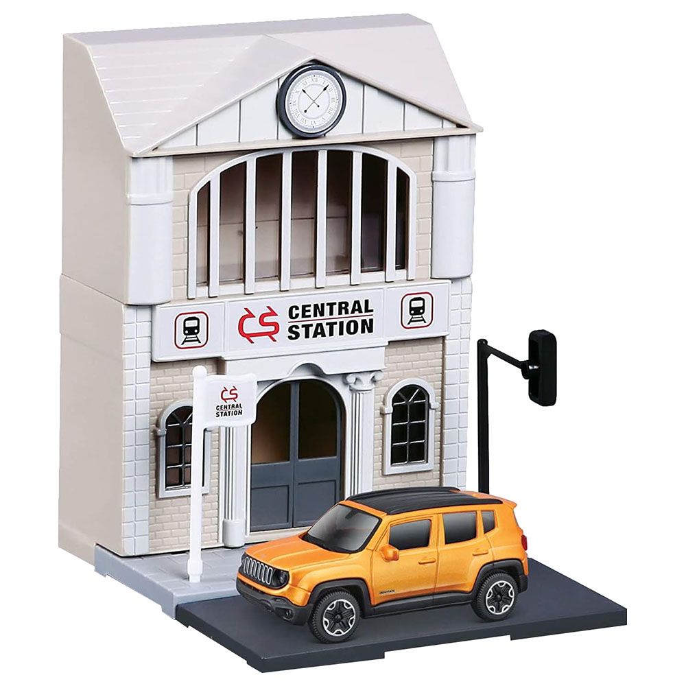 Bburago - 1/43 Street Fire City Train Station Playset w/ Car