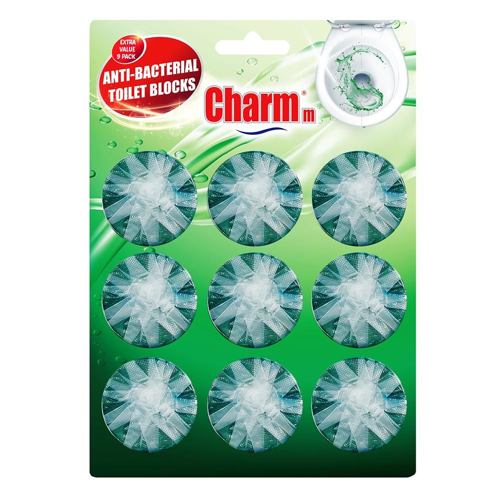 Charmm - Antibacterial Toilet Blocks Green - 9 Pcs