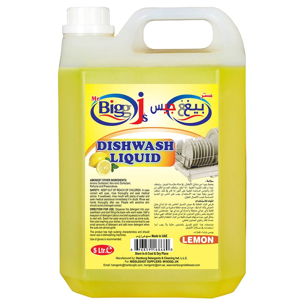 Mr. Bigg J's - Dish Washing Liquid Lemon 5L