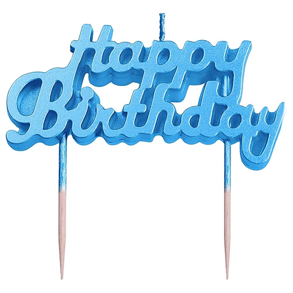 Highland - Happy Birthday Candle Cake Topper - Blue