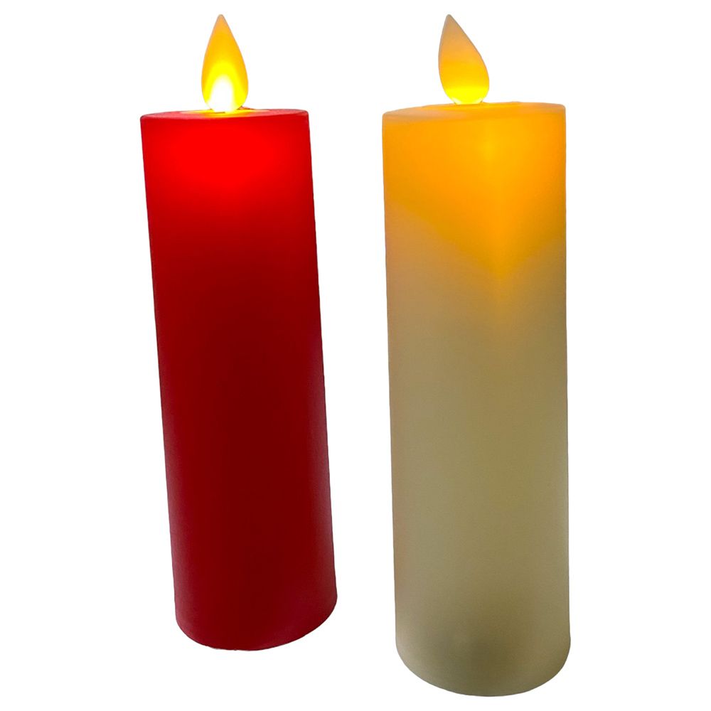 Highland - LED Flameless Christmas Candles - 2pc - Red/White