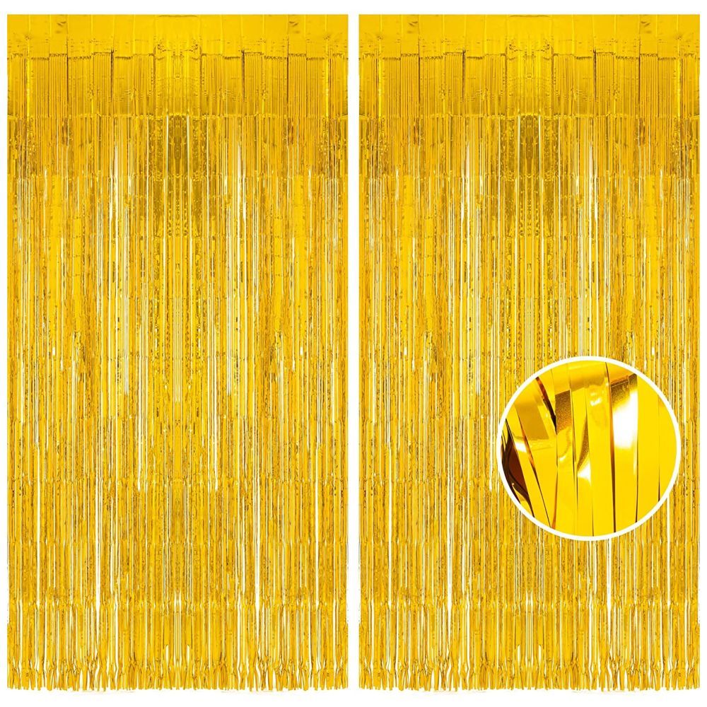 Highland - Golden Metallic Foil Fringe Curtain 2pcs