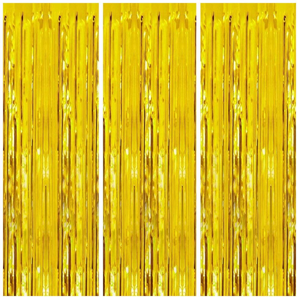 Highland - Golden Metallic Foil Fringe Curtain 3pcs