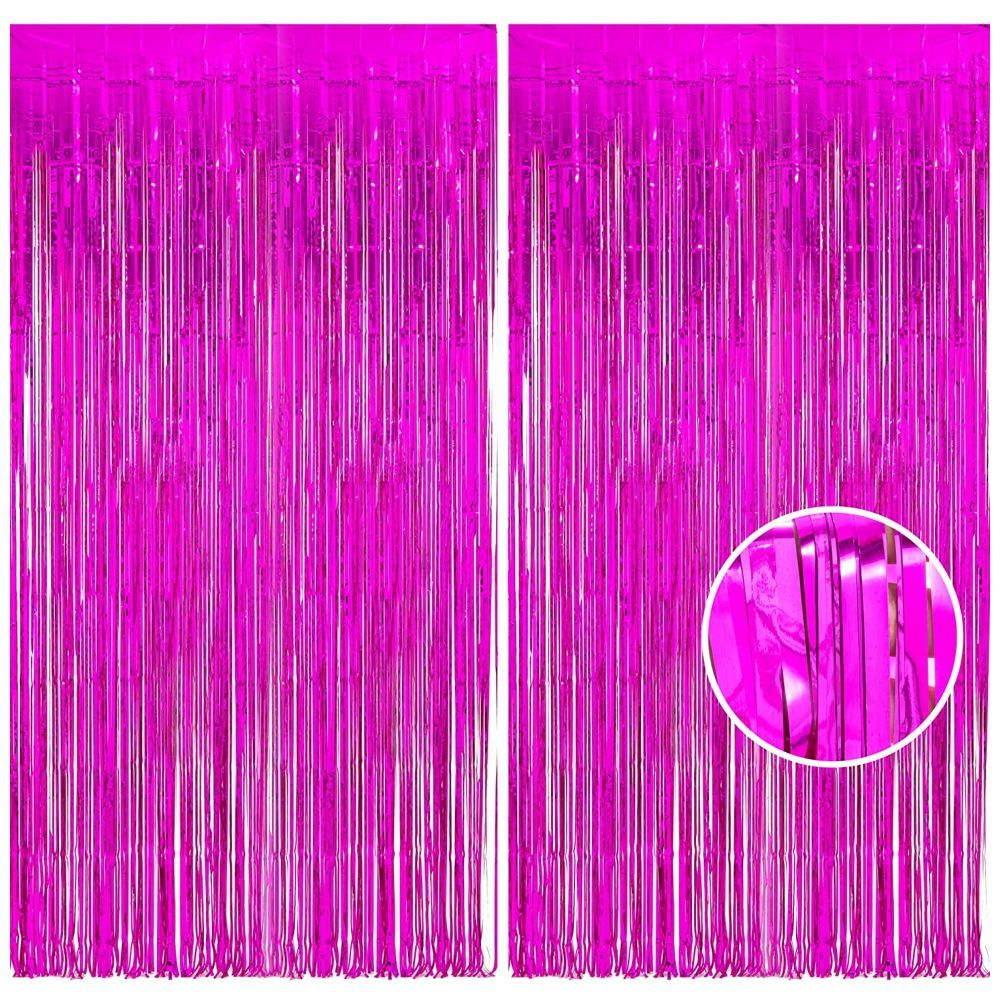 Highland - Pink Metallic Foil Fringe Curtain 2pcs