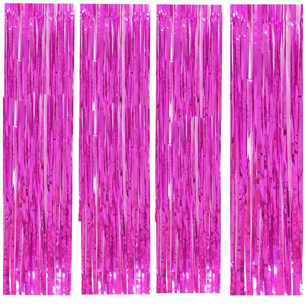 Highland - Pink Metallic Foil Fringe Curtain 4pcs