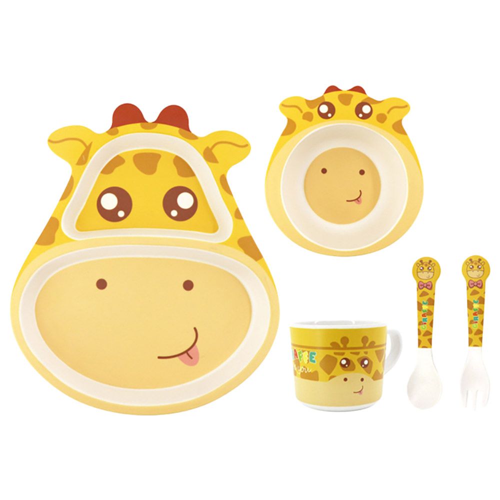 Highland - 5 Pc Giraffe Theme Kid's Plate and Cutlery Set