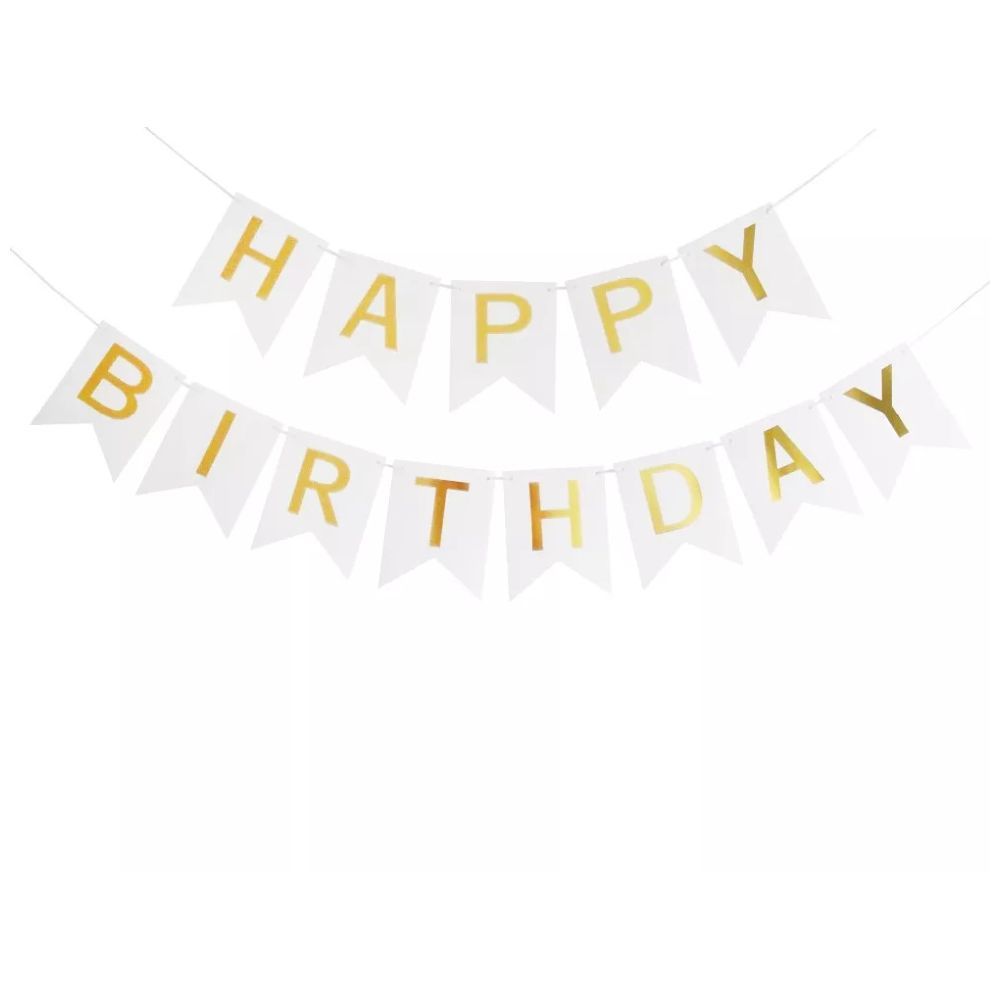 Highland - White Happy Birthday Banner 