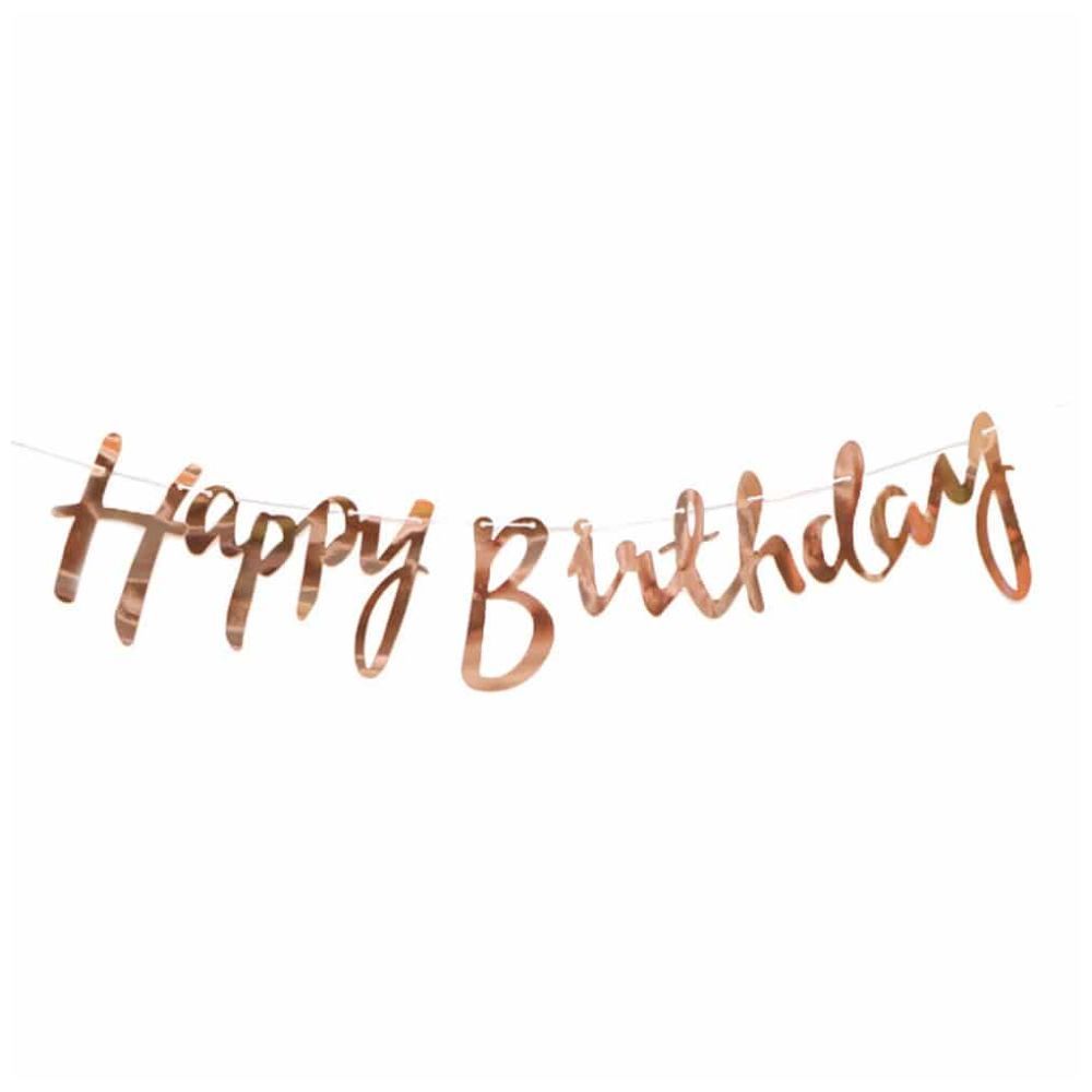 Highland - Metalllic Rose Gold Happy Birthday Banner 