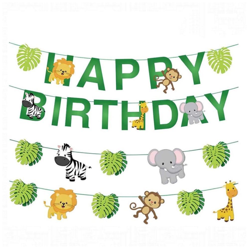 Highland - Jungle Theme Happy Birthday Banner 