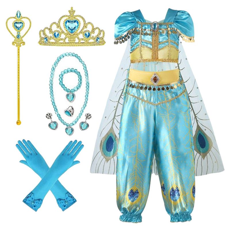 Highland - 9pc-Set - Aladdin Princess Jasmine Costume - Blue