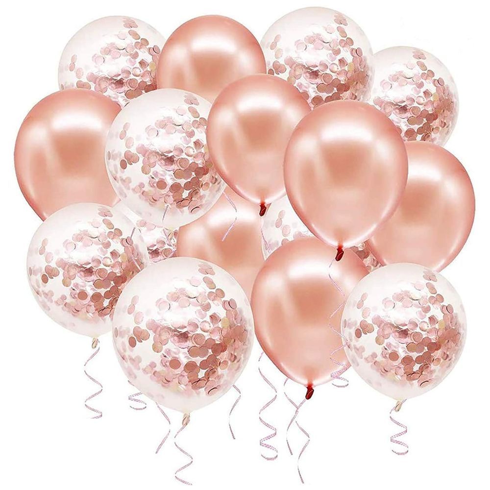 Highland - Rose Gold Confetti and Latex Balloons 20pcs