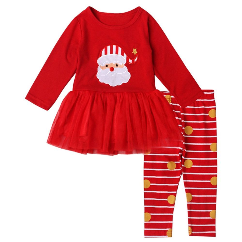 Highland - 2pc-Set - Baby Girl Santa Claus Christmas Costume - Red