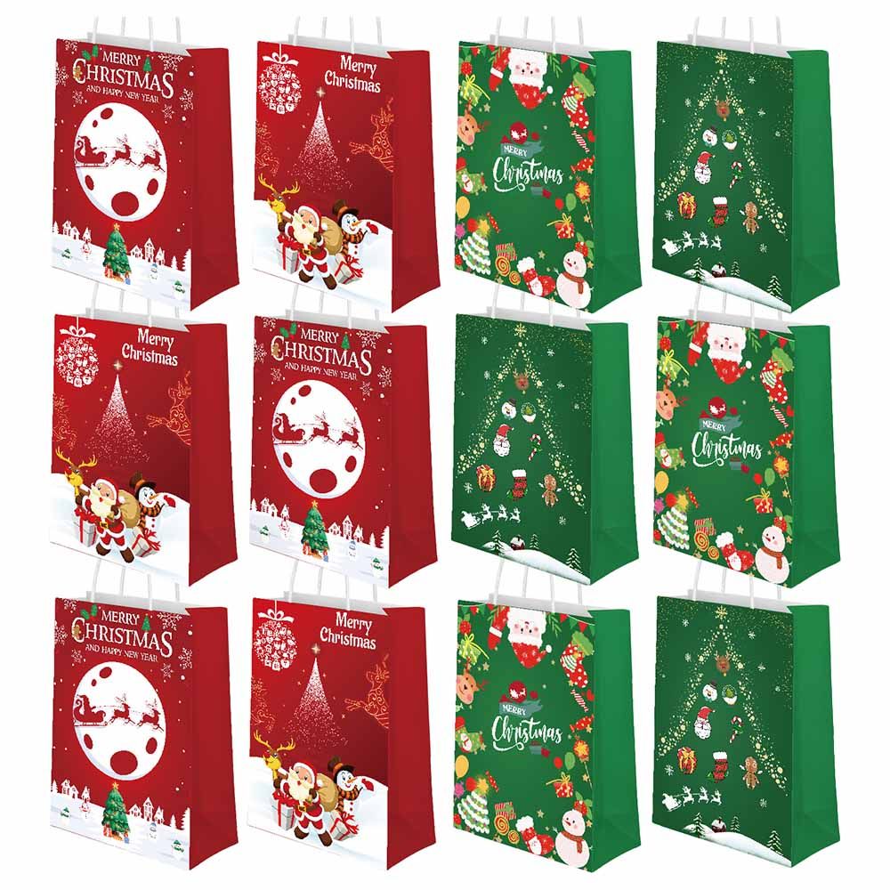 Highland - Merry Christmas Gift Bags - 6pc - Red/Green