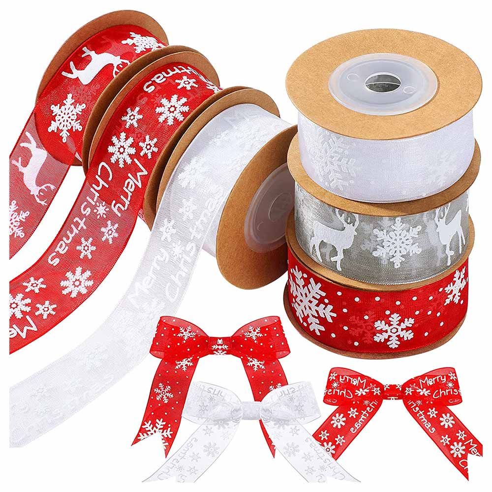 Highland - Merry Christmas Ribbons - Snowflakes & Reindeer - 4pc